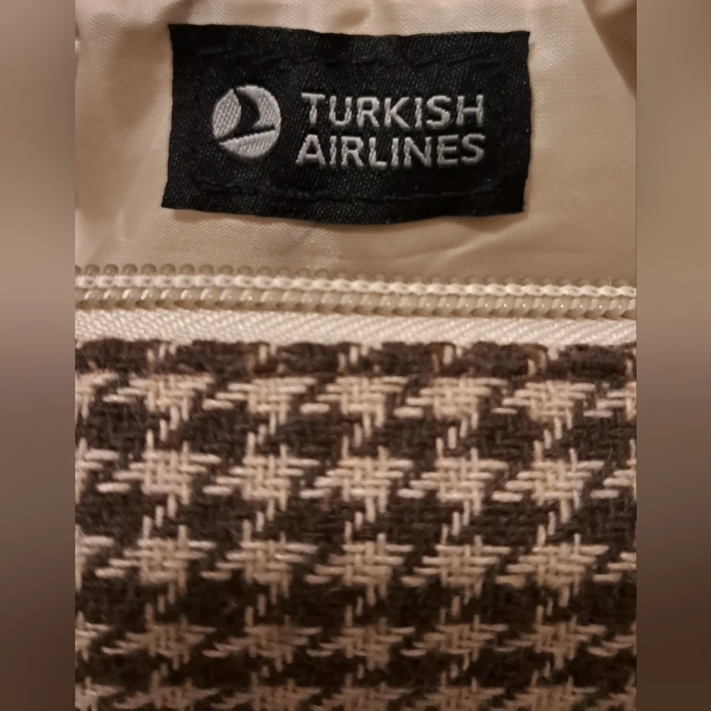 EUC Hackett London Turkish Airline Houndstooth Cosmetic Makeup Travel Pouch Bag